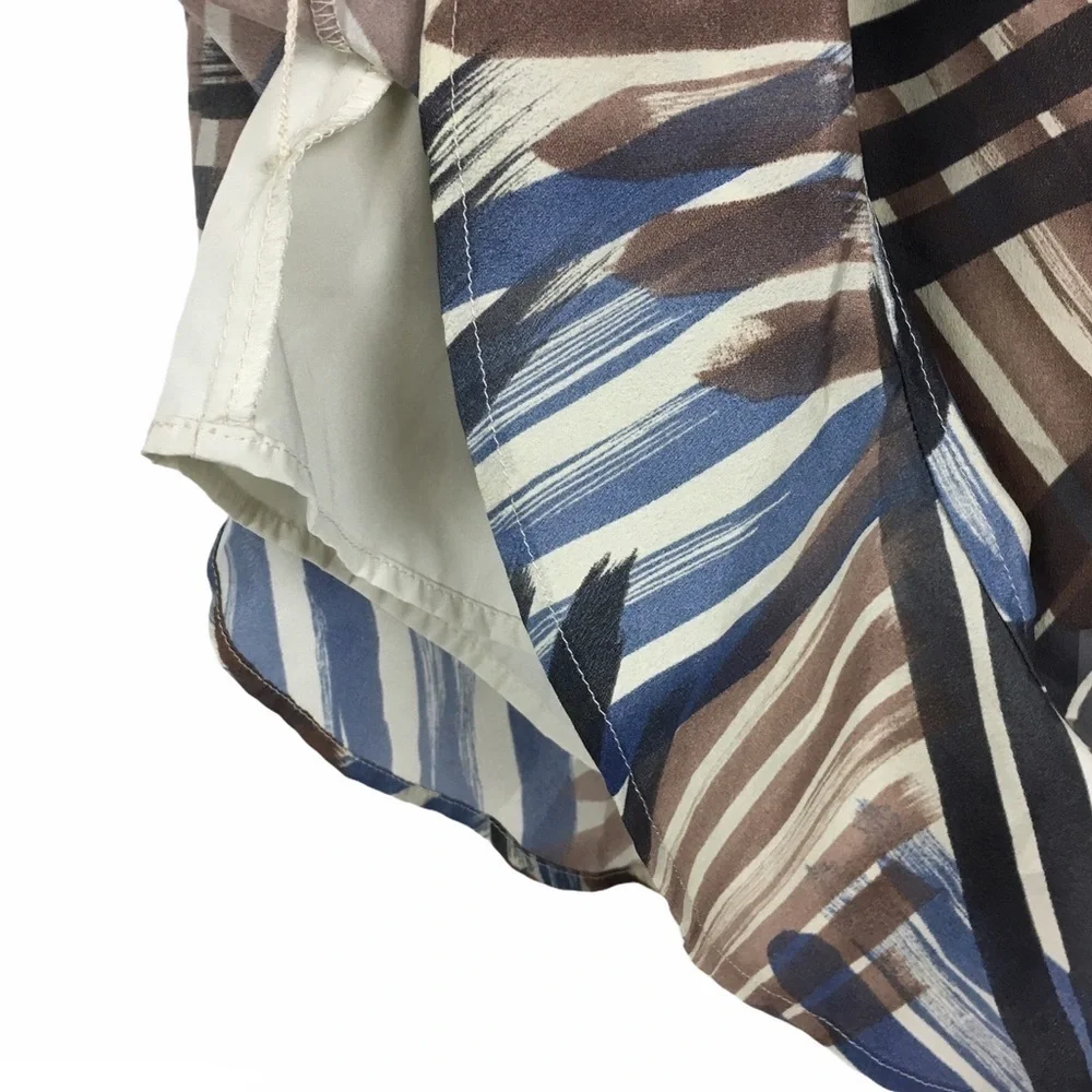 BANANA REPUBLIC Dress One Shoulder Ruffle Stripe Paint Swipe Abstract Size 0